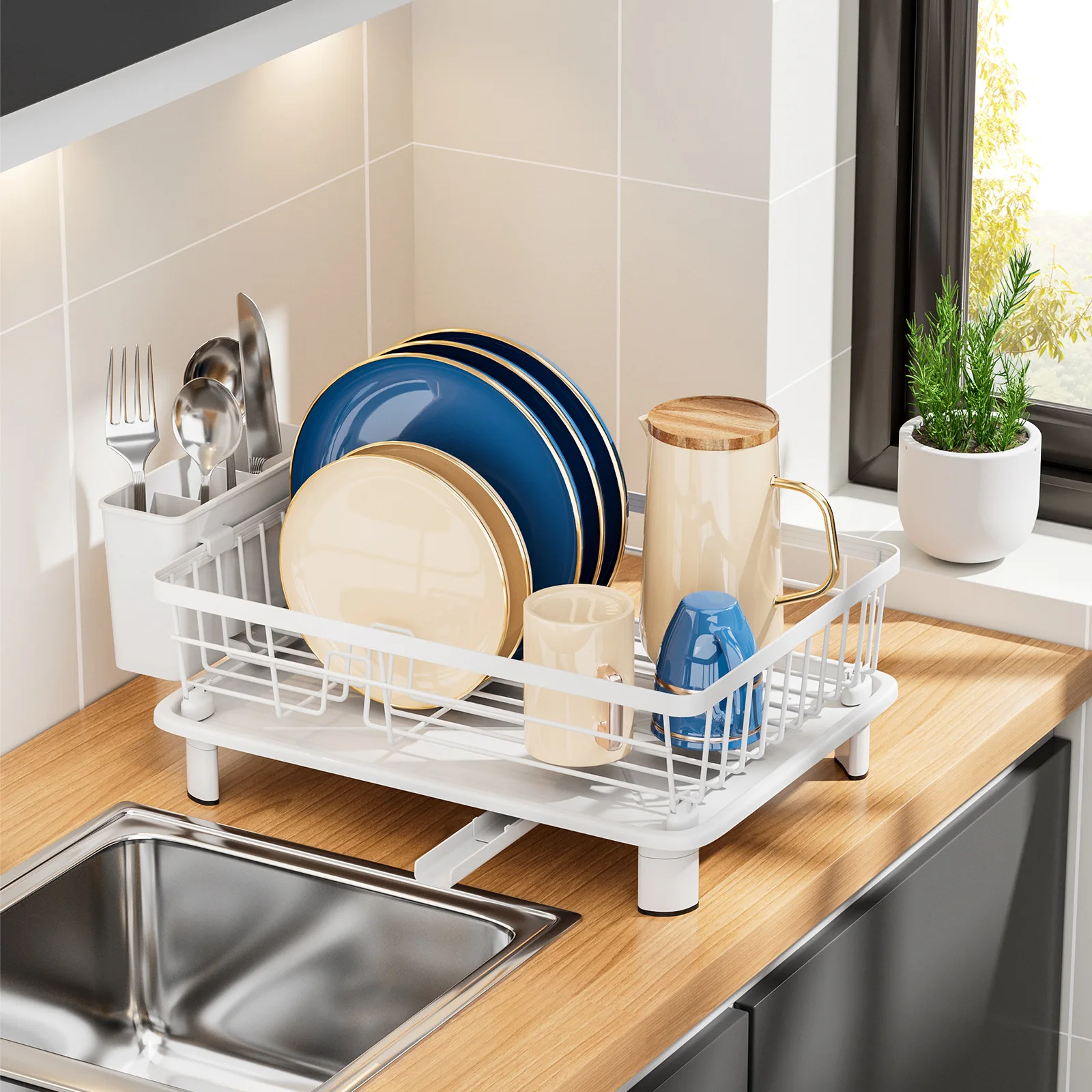 

Drain Rack Kitchen Small Volume Bowl Sink Multifunctional Tableware Drain Bowl Storage Box