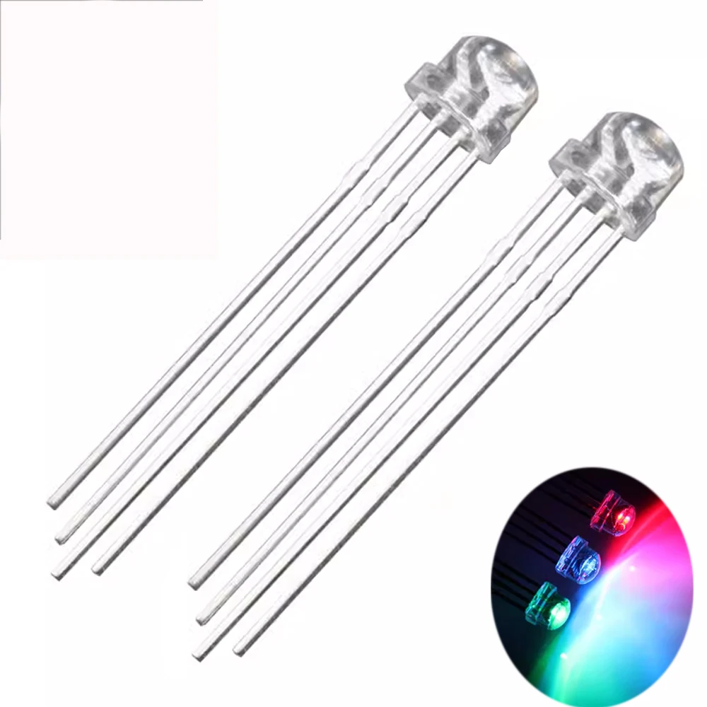 10-100pcs Multicolor RGB LEDs - 5mm, 8mm, 10mm Common Anode - High-Quality Indicators for Circuit Design，DIY Arduino Projects