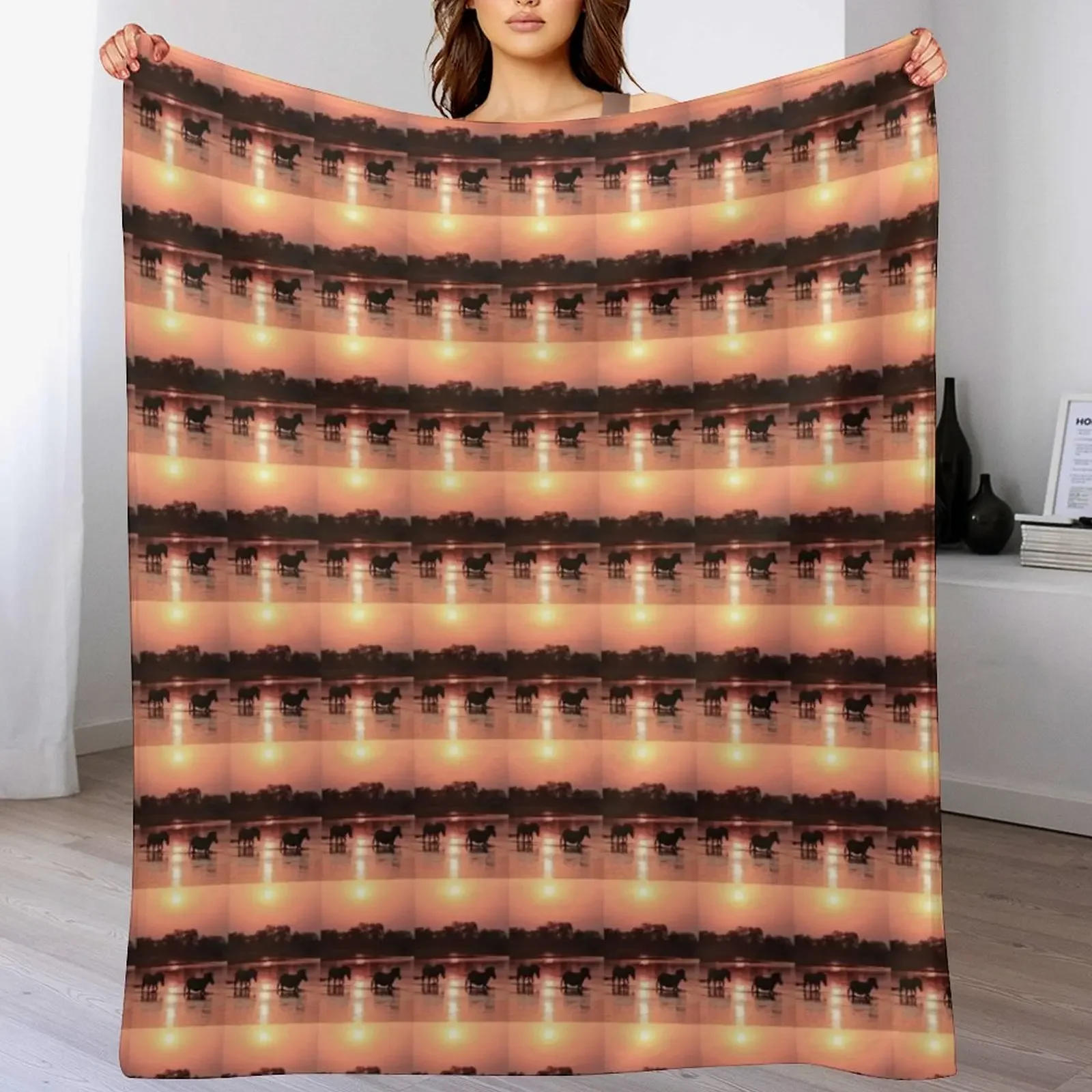 

Zebra Sunset Vertical Throw Blanket Luxurious Soft Blanket Holiday Gift for Family