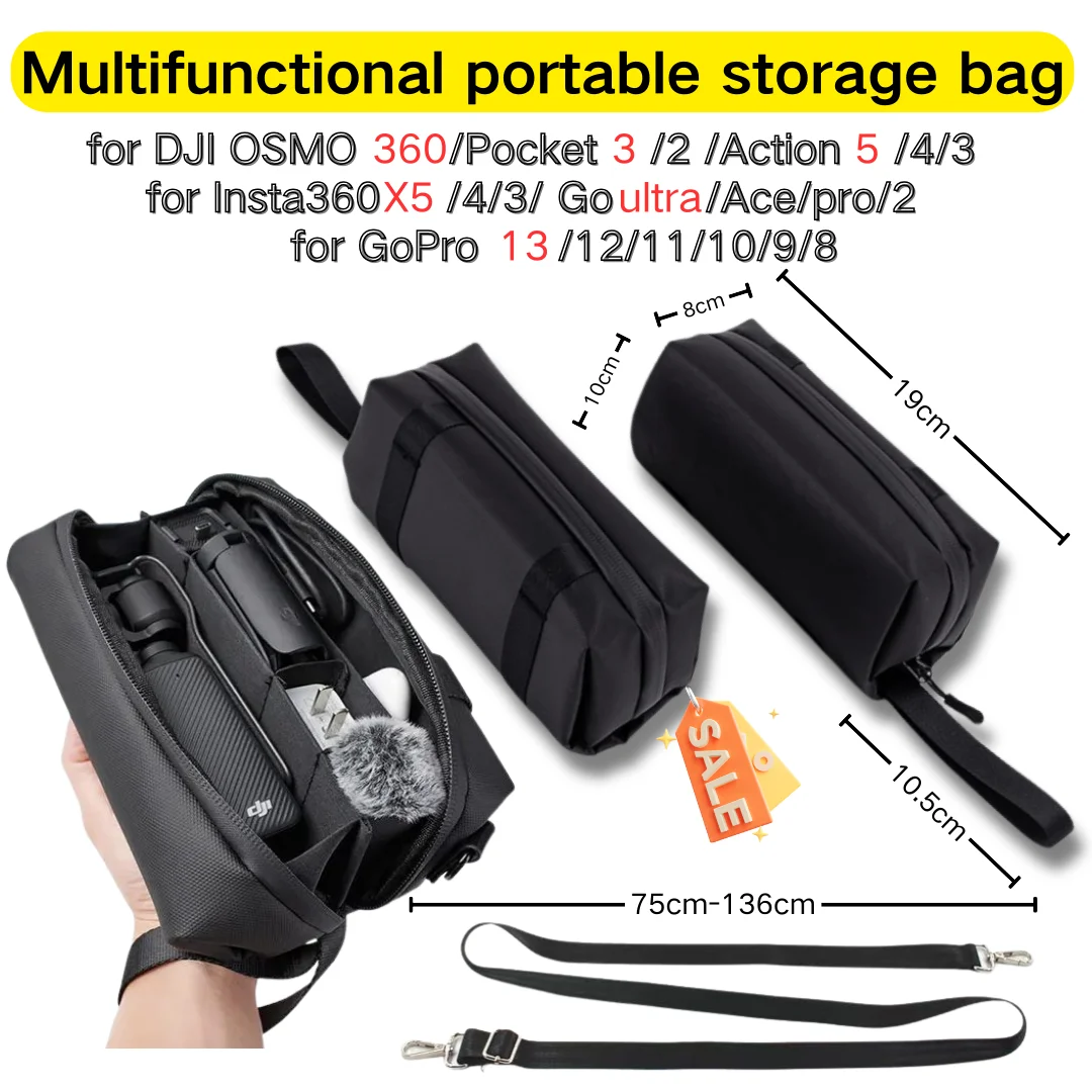 

Carrying Case Storage Bag for Insta360 X5/4/3 Go Ultra/DJI Osmo 360/Action 5Pro/4/3/Pocket 3/2 with Shoulder Strap Waterproof