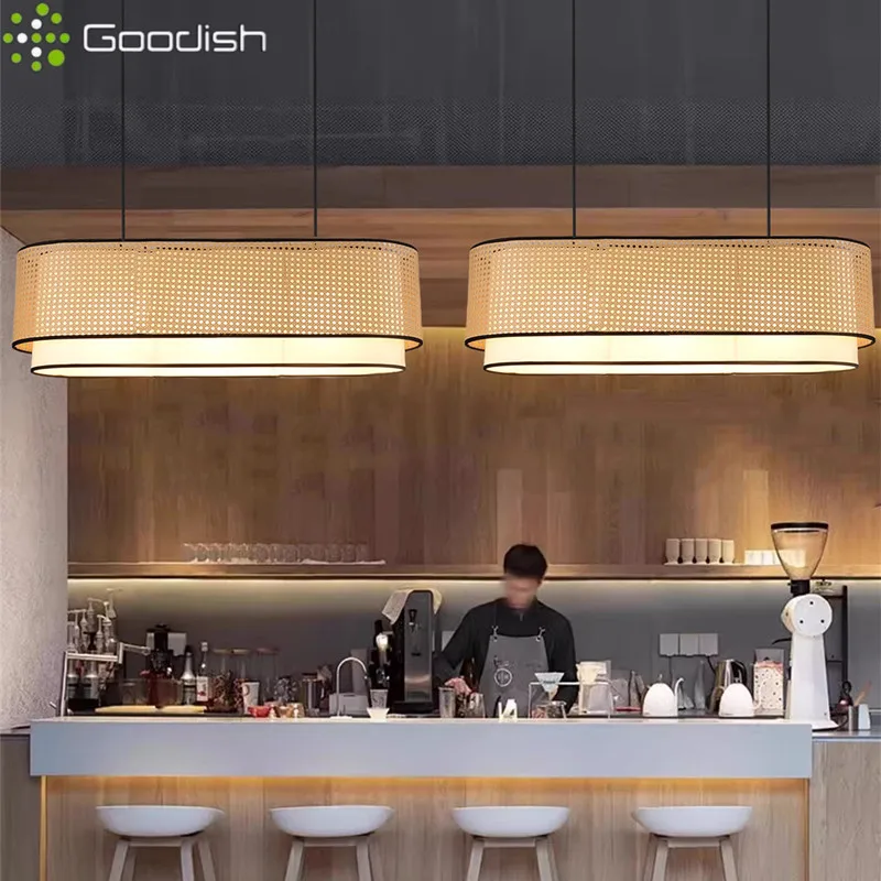 

Woven Rattan Japanese Wabi Sabi LED Pendant Light Retro Bamboo Lamp for Coffee Shop Hotel Living Room Home Decoration Chandelier