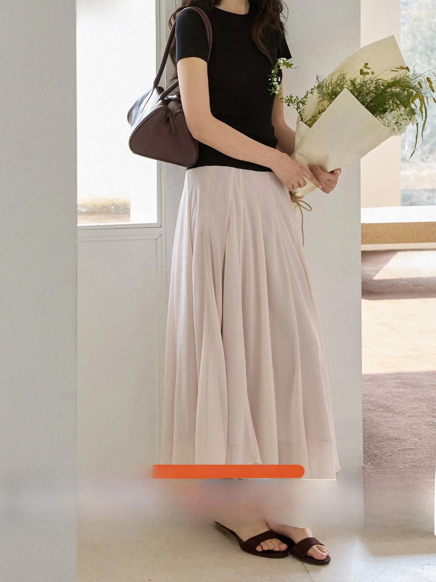 

Розовая асимметричная длинная юбка с драпировкой для женщин, весенняя коллекция GINNKEE, стандартный крой, из полиэфирного волокна, с эффектом драпировки, средней длины