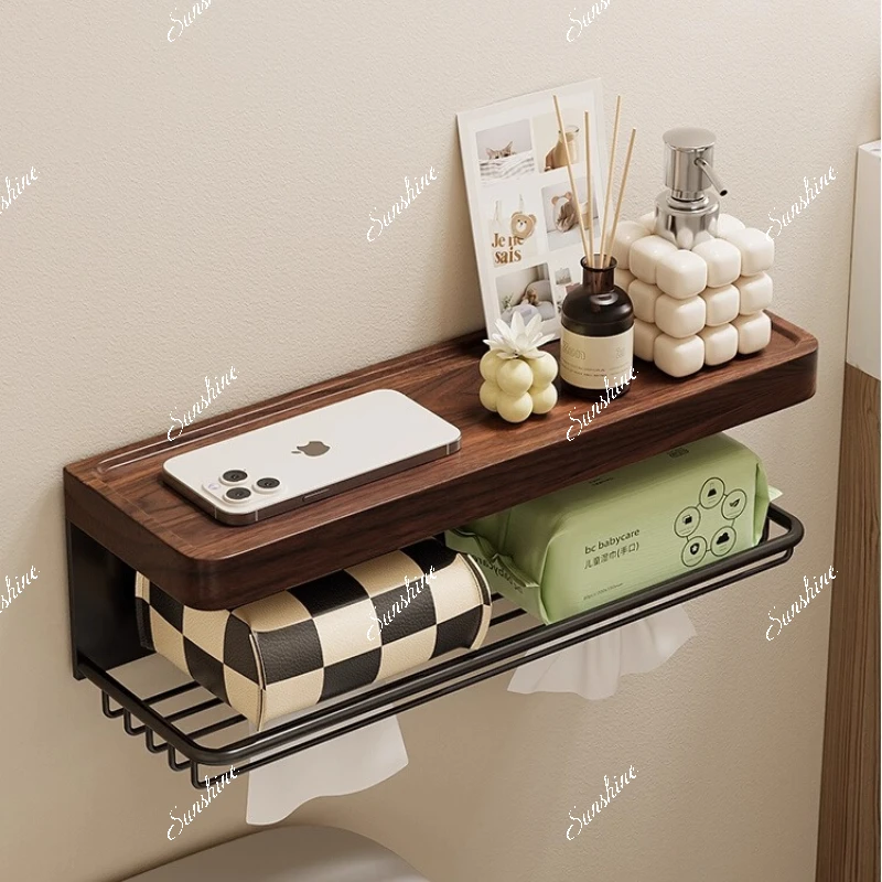 Toilet toilet carton bathroom toilet free punching, shelf solid wood, roll paper rack