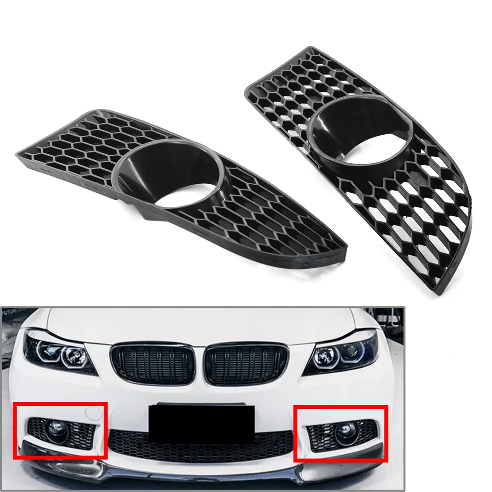 Car Front Bumper Fog Light Grille ABS Plastic Left & Right 2Pcs For BMW 3 Series E90 E92 E93 M3 Style 2009 2010 2011