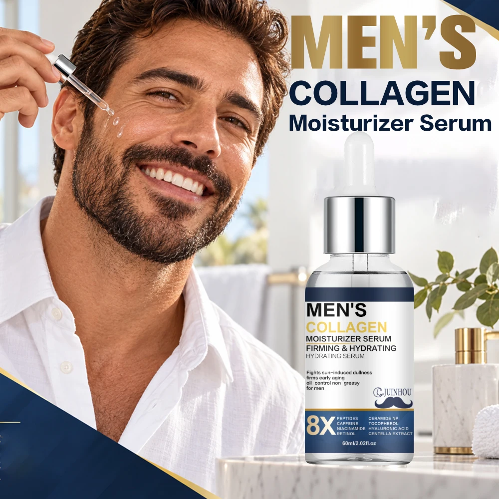 JUINHOU Men Collagen Serum 8x Effective Soften Facial Essence Antioxidant Smooth Firm Skin Hydrating Daily Skincare For Men