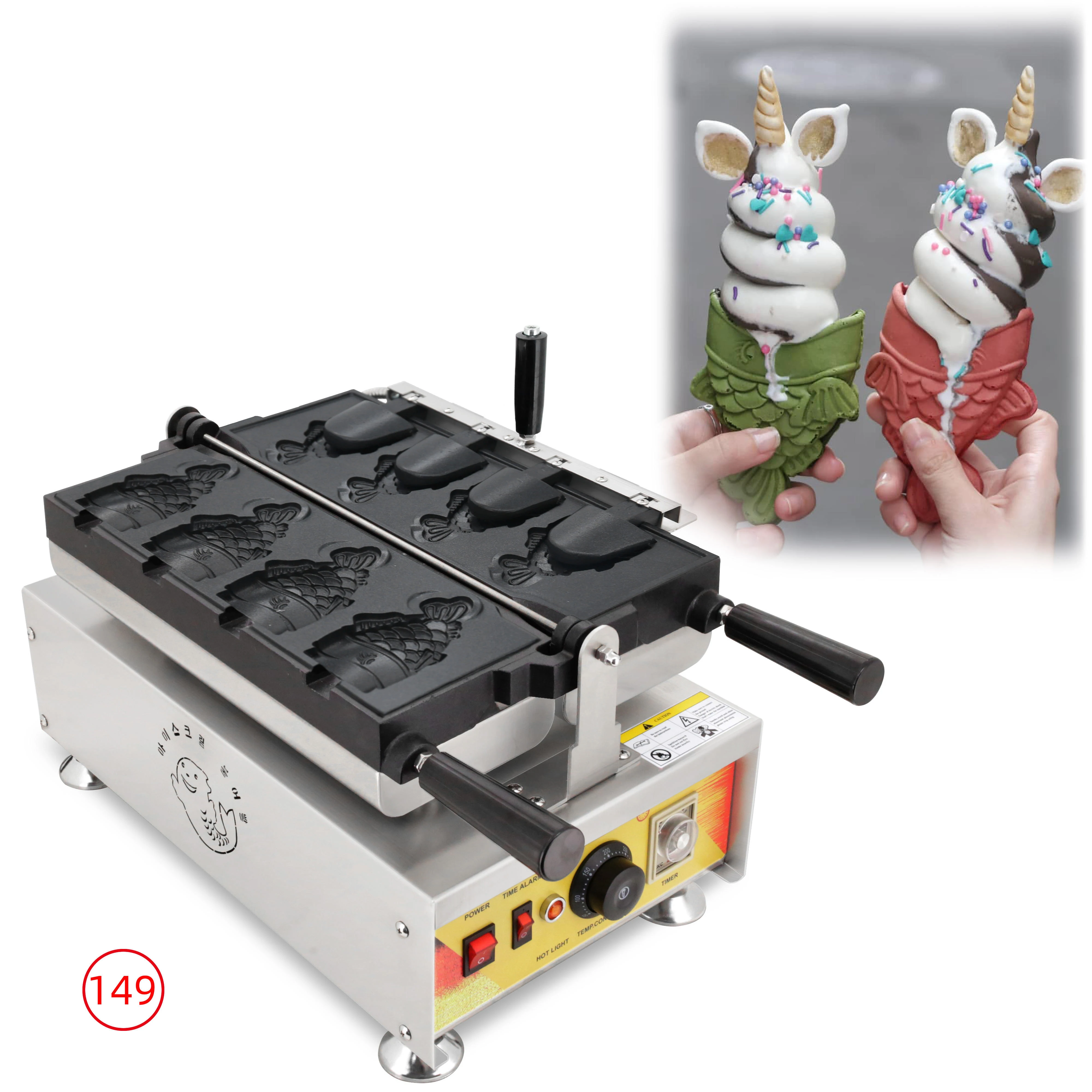 Waffle Cone Maker - Ticari Açık Ağızlı Balık Waffle Külahı