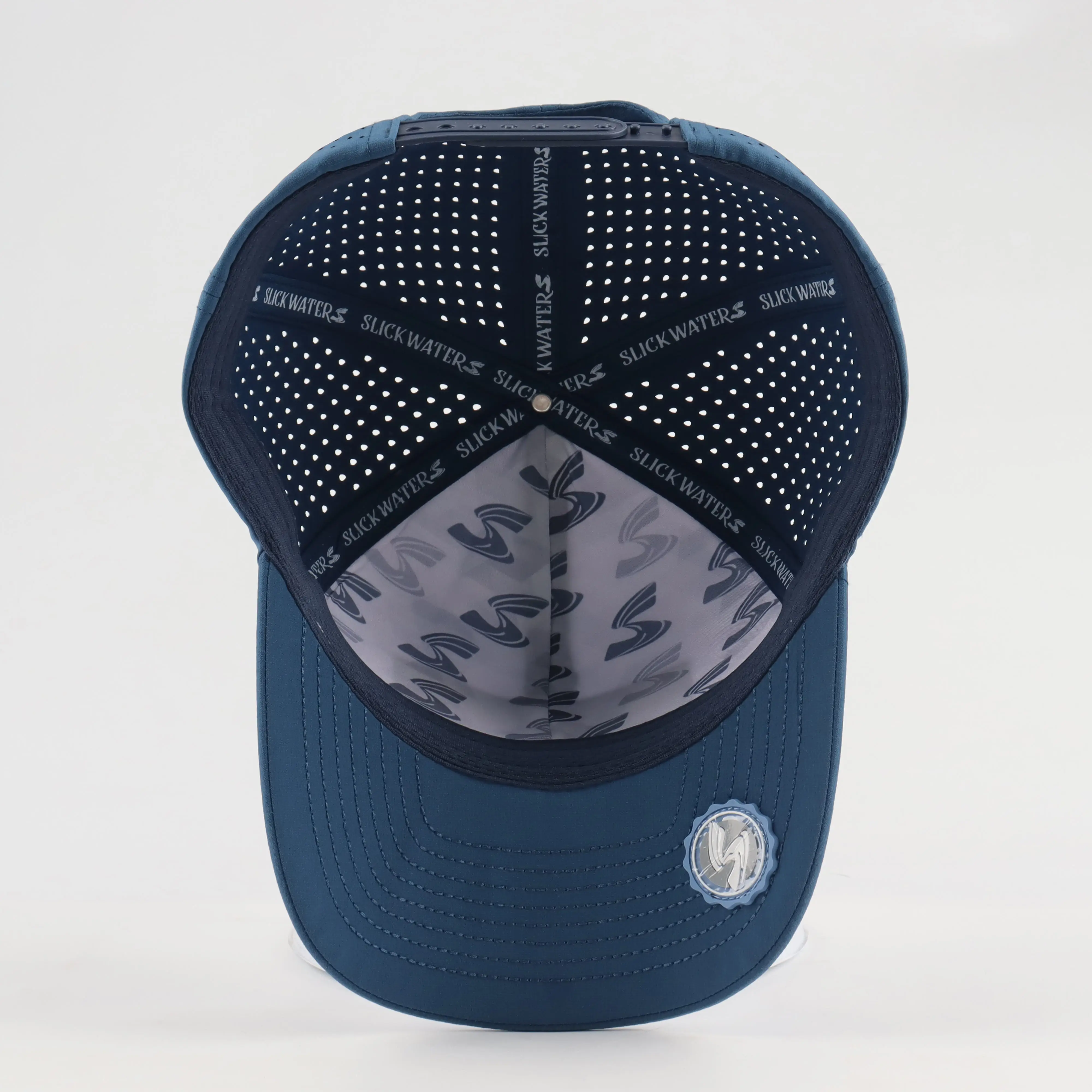 Luxury PVC Rubber Logo 6 Panel Dad Hat Perforated Laser Cut Hole Sport Baseball Cap for Adults Designer Custom Polyester view 5