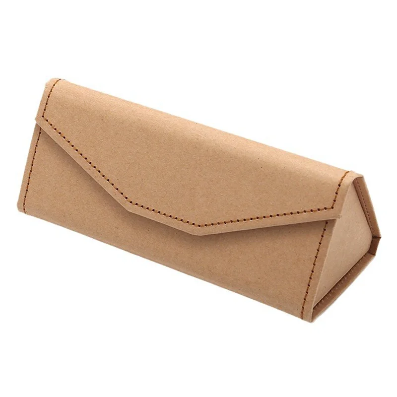 Portable Triangular Magnetic Folding Glasses Case Pressure-Resistant And Shockproof Pu Leather Plain Colour Glasses Case