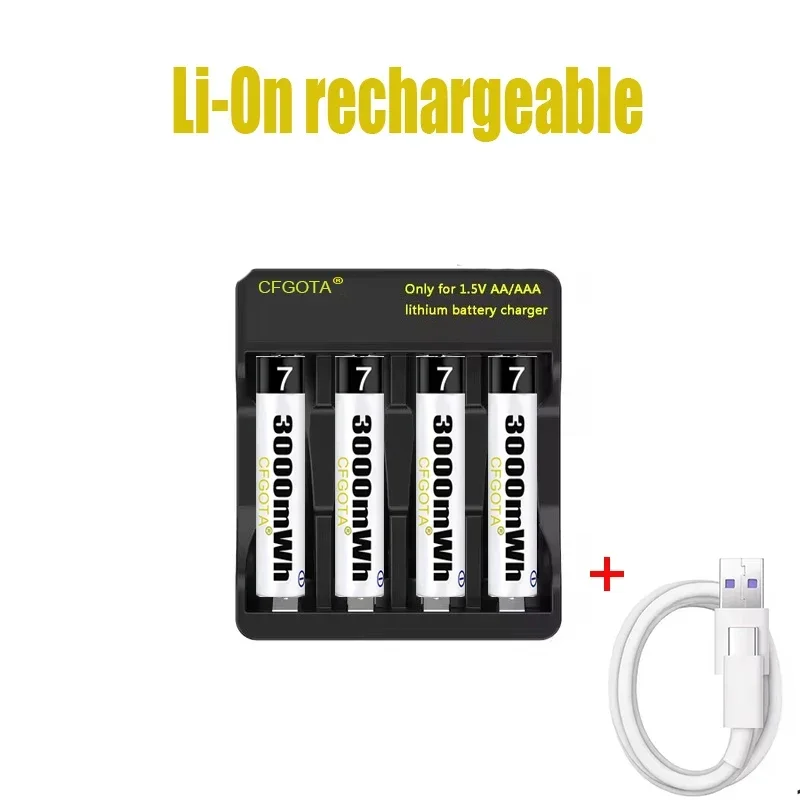 Batteria AAA batteria ricaricabile agli ioni di litio polimerica da 1.5V 3000mWh batteria AAA per mouse telecomandato piccolo ventilatore giocattolo elettrico