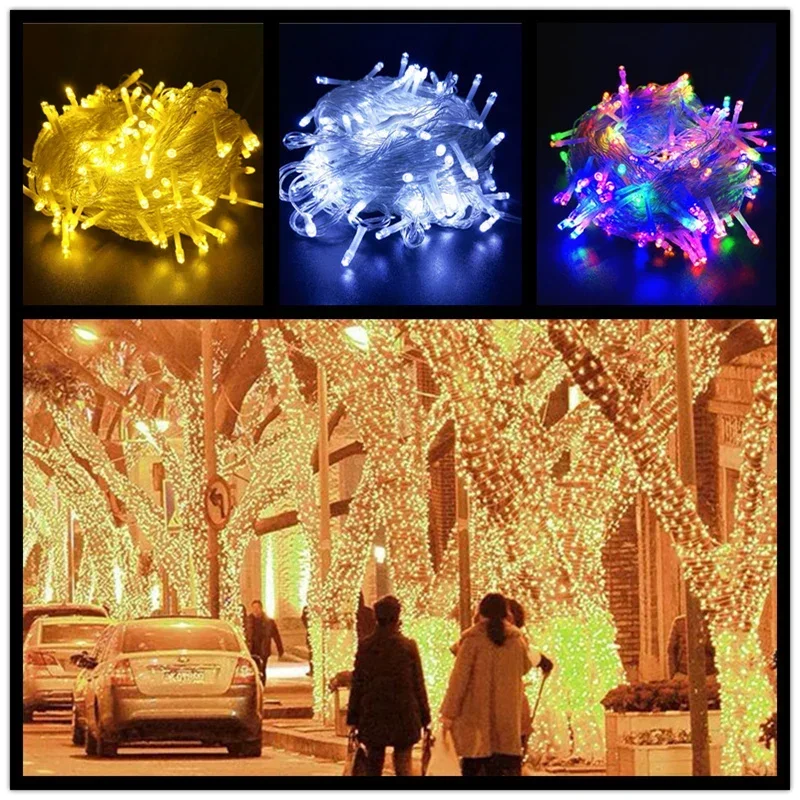 10/20m Christmas LED String Light 220V EU Plug Outdoor Garlands Decoraction Fairy Lamp for Home Wedding Party Holiday Lights