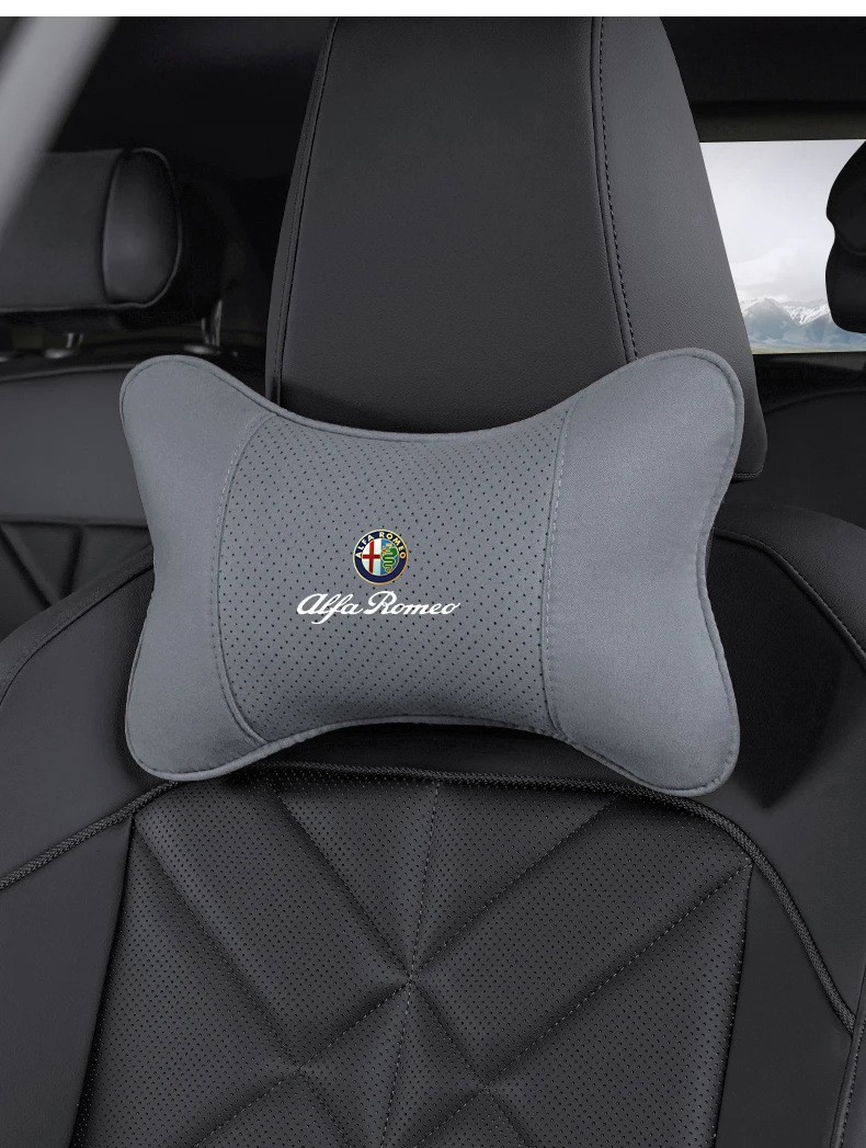 Auto-Kopfstützenkissen mit Logo für Nacken- und Wirbelsäulenschutz für Alfa Romeo 156 159 147 4C 8C 166 Giulia Giulietta Mito Stelvio – Detail 11