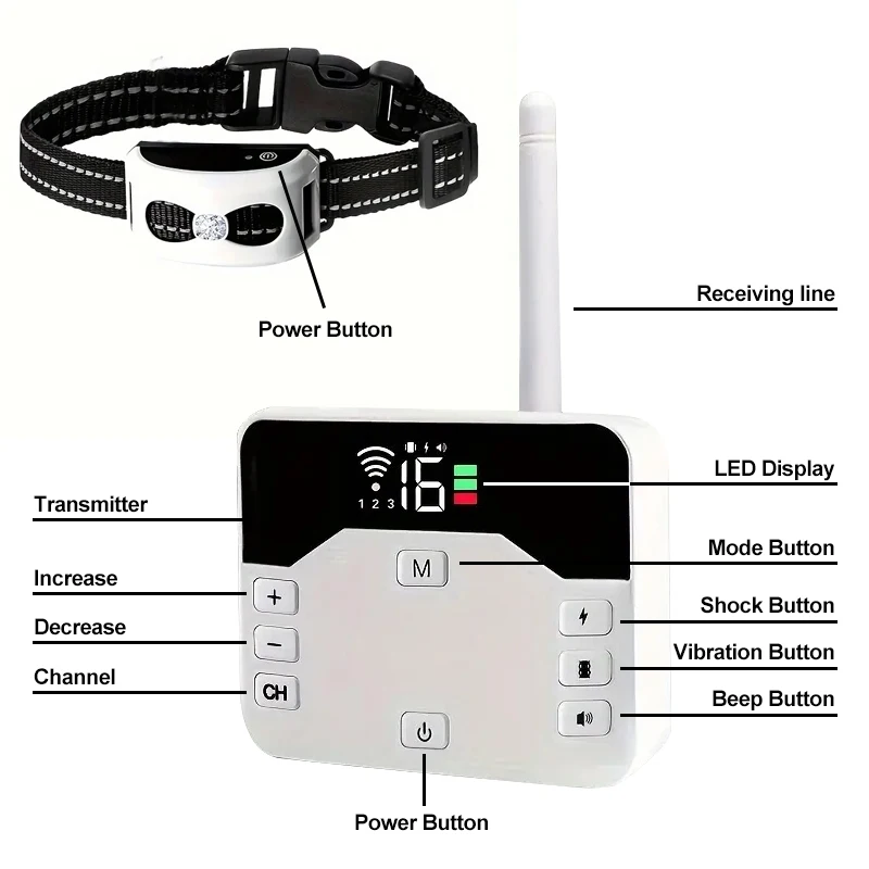 2 In 1 Electric Pet Wireless Fence Dog Training Collar Anti Runaway Up to 3 Dogs Outdoor Pet Contaireless Control Electron Fence