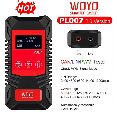 WOYO PL007 CAN LIN ШИМ-тестер для автомобильного диагностического инструмента, автоматическое распознавание CAN-H и CAN-L, ШИМ-цифрового измерительного прибора