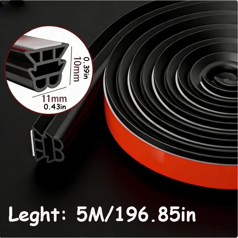 3Meters 3-Layer Seal Strip Car Door Seal Strips Sound Insulation Weatherstrip Accessories Auto Rubber Strips