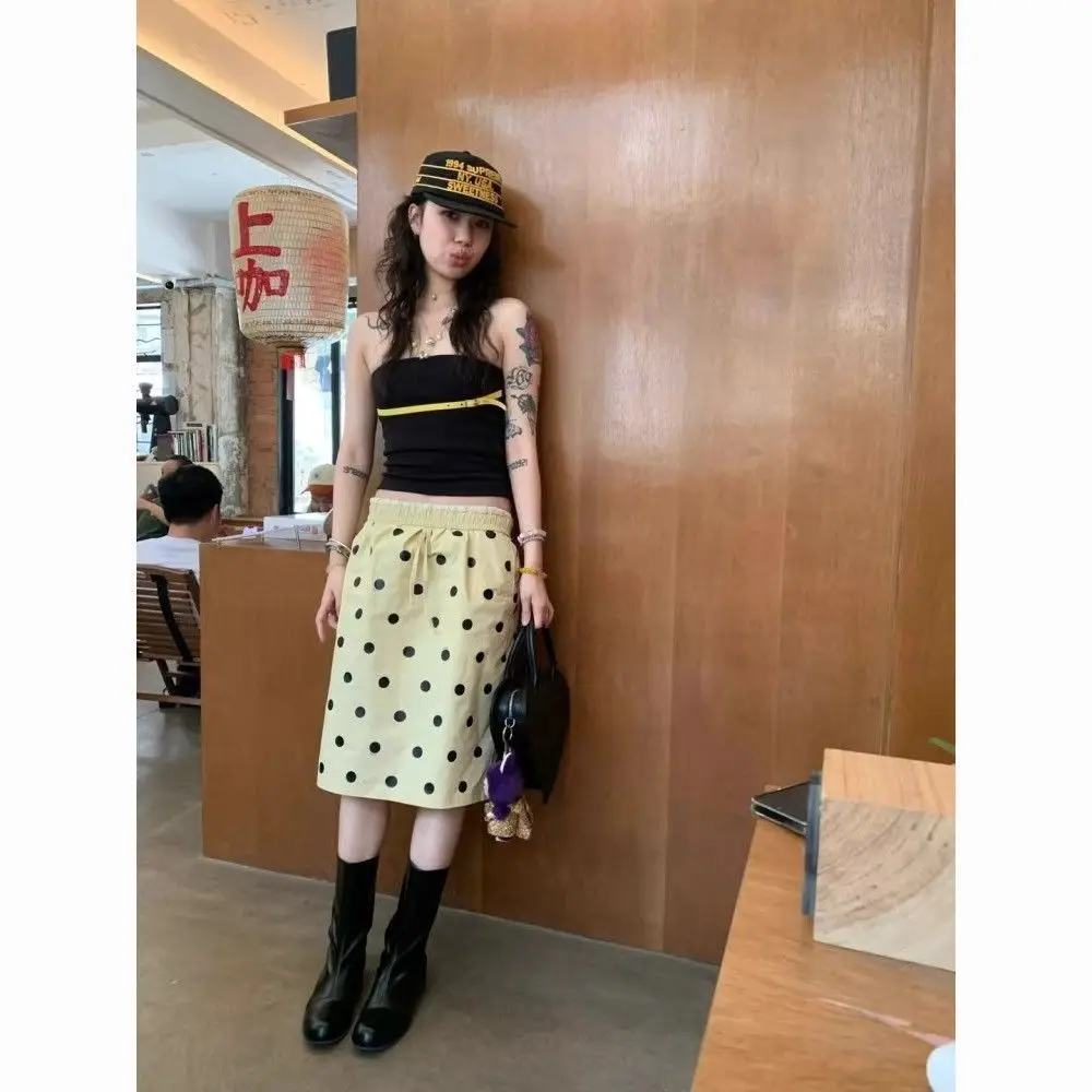 Picture 5: Summer New Yellow Polka Dot Skirt Temperament High Waist Skirt