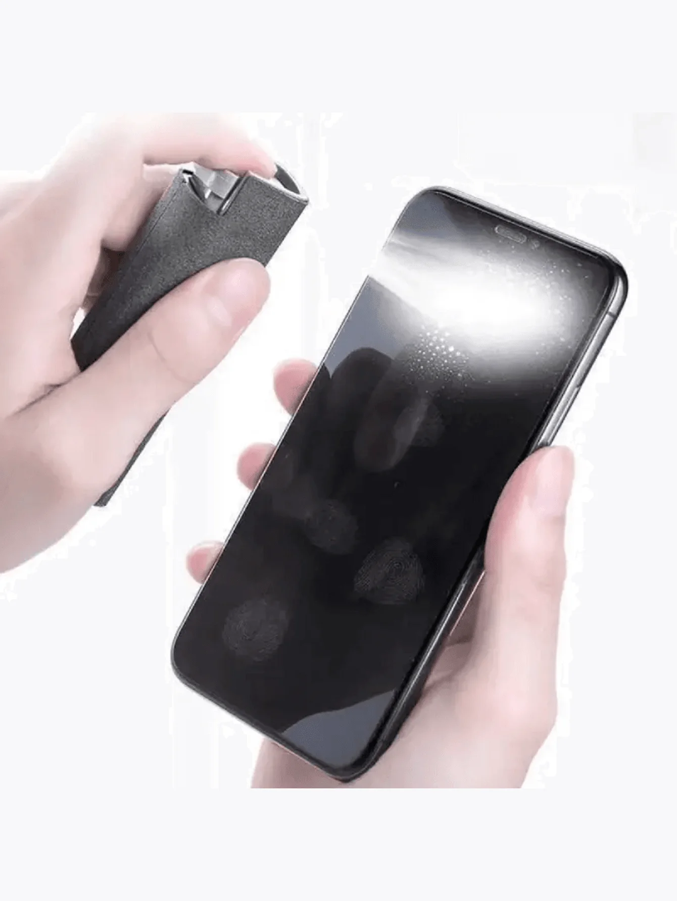 1pc Light Grey 2in1 Microfiber Screen Cleaner Spray Bottle Set Mobile Phone Computer Microfiber Cloth Wipe Cleaning Glasses Wipe