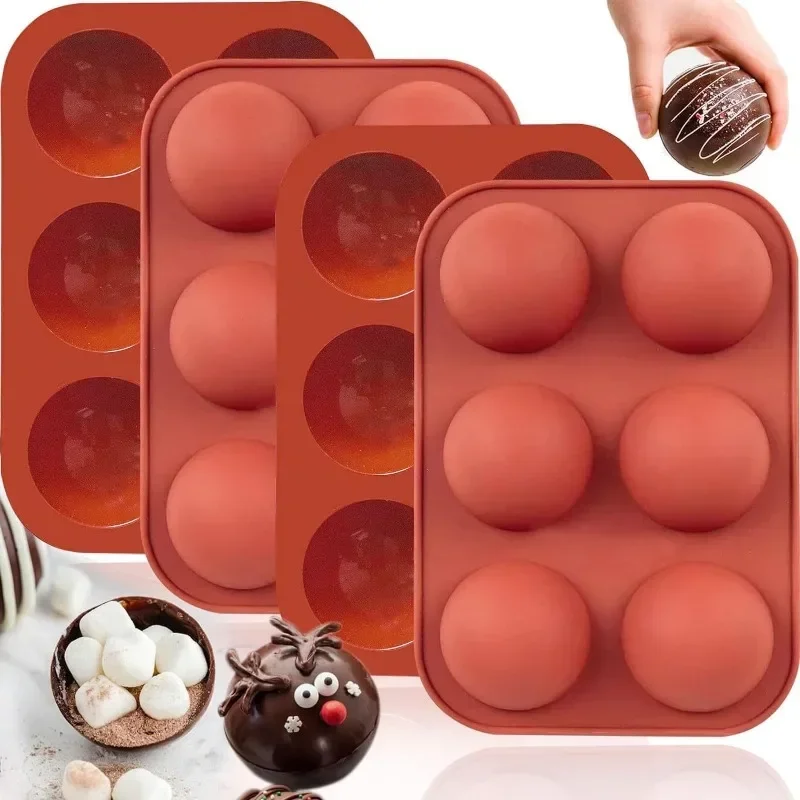 Silicone Mousse Cake Mold Chocolate Bomb Mould Half Round Diy Baking Mold with 6 Hemispherical Holes Household Yogurt Meatballs