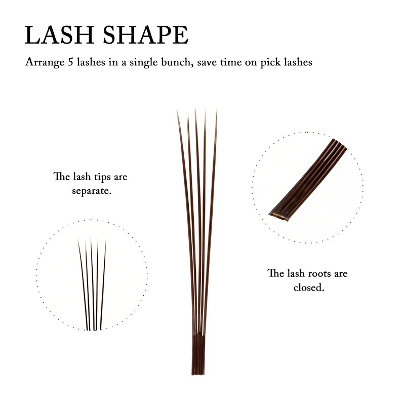 Winky Beauty Brown Volume Soft 5D Flowering Natural Soft Individual Lashes Brown 5D Flower Wet Look Lash Extensions