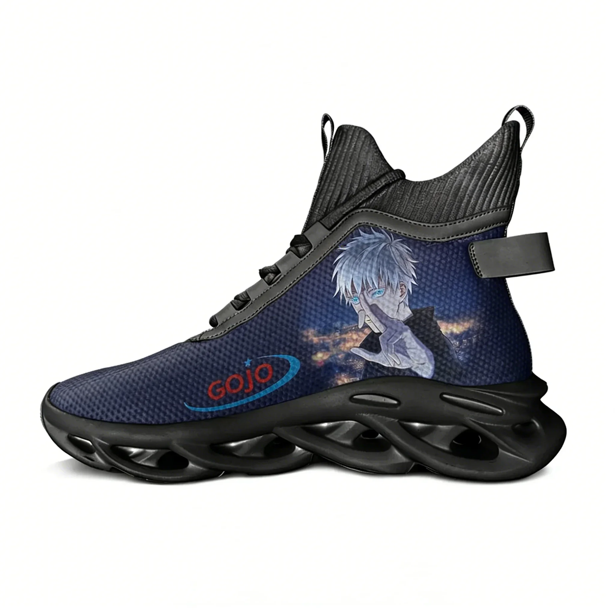

Кроссовки Satoru Gojo High Top Flats для мужчин и женщин, спортивная обувь для бега, высококачественные кроссовки на шнуровке, сетчатая обувь, обувь на заказ.