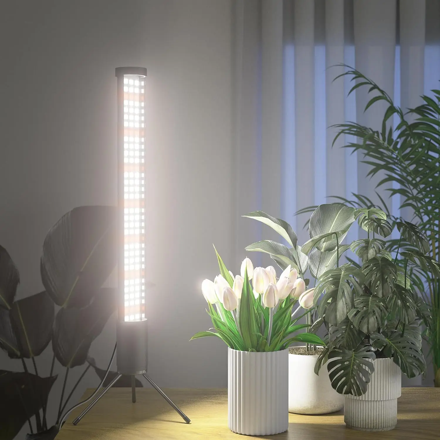 T10 Vertical Standing LED Growing Plant Lamp, 5-Level Dimmable Auto On Off Timing 4/8/12/18Hrs Grow Lights for Indoor Plant