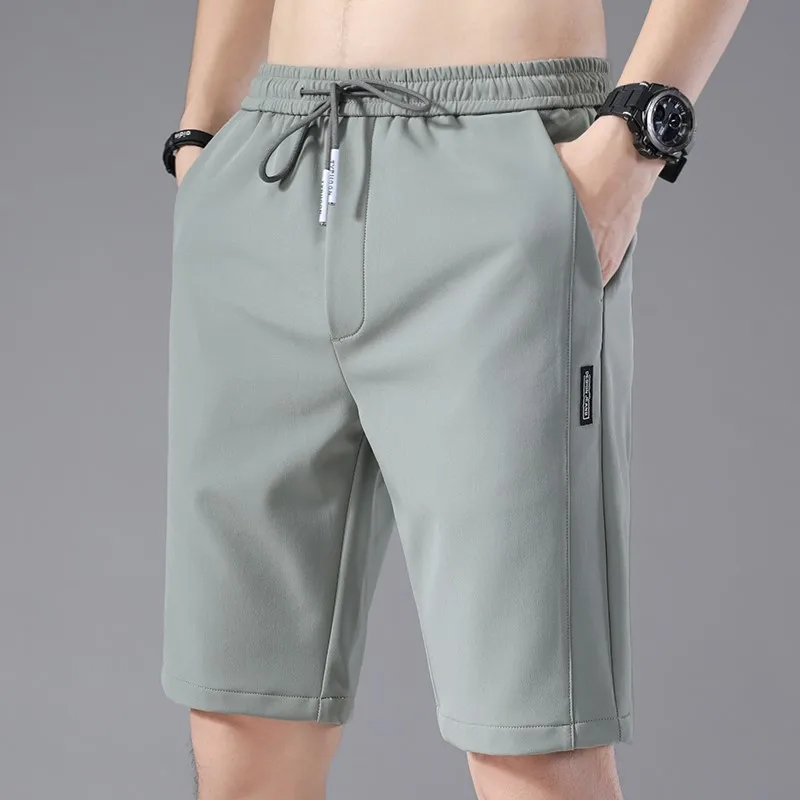 

Summer Thin Ice Silk Casual orts Men Qui Dry Beach Pants Loose Spor mid Waist Straight Leg ort Pants Polyester Elasti...