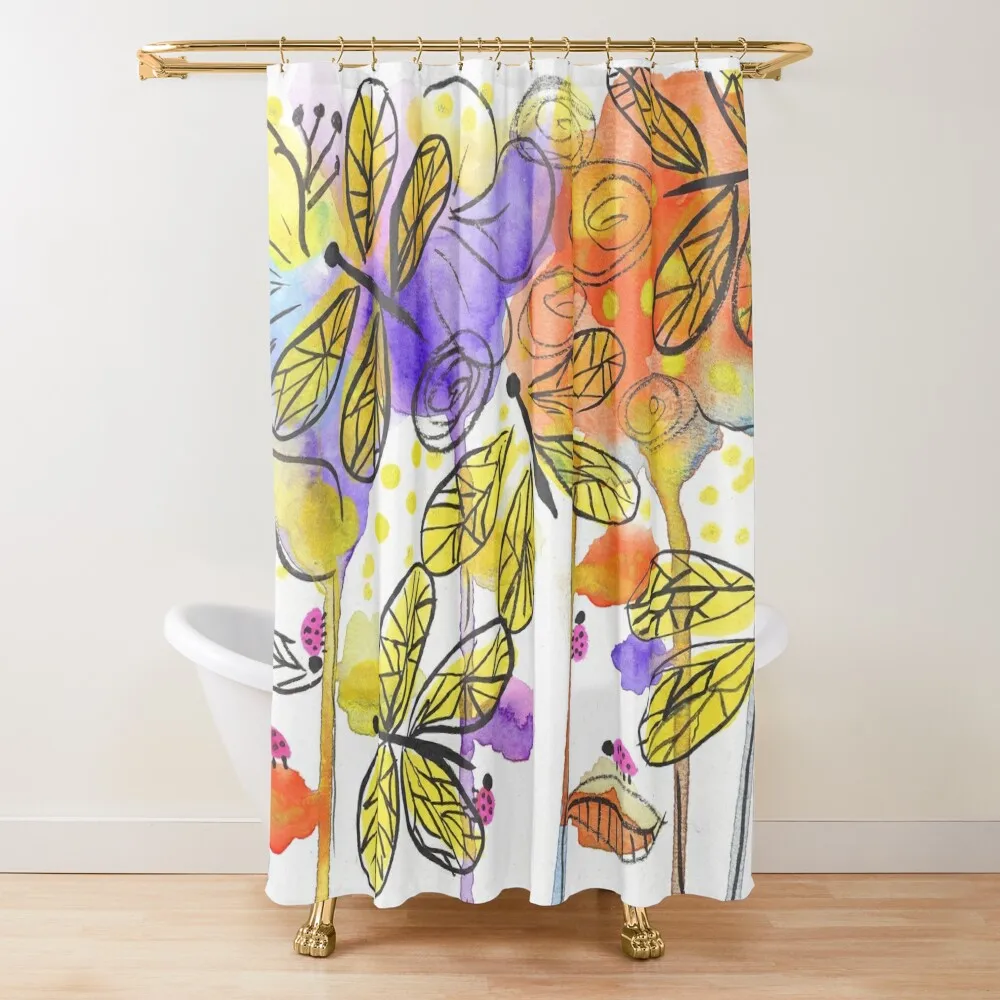 

Dragonflies and Ladybugs Shower Curtain Cover Shower For Bathroom Bathtub Curtain