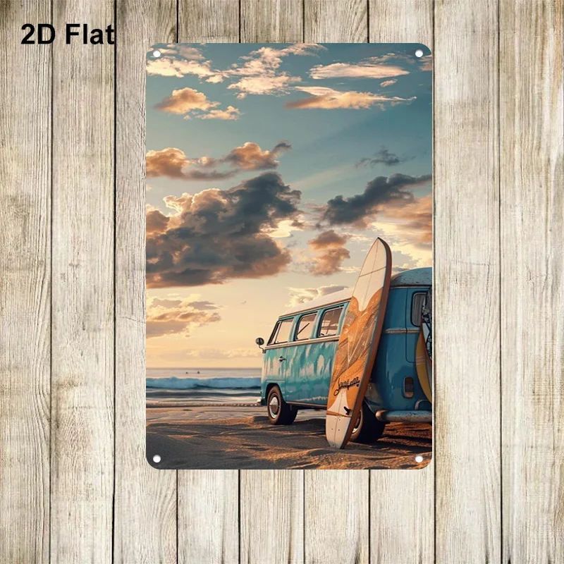 Vintage Surf Van Metallschild 20x30cm Küsten-Strand Wanddekoration Eisenplakette Wohnzimmer Garage