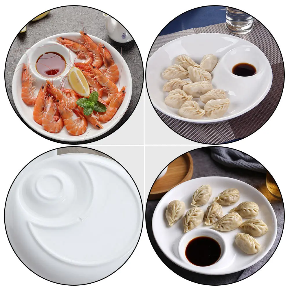 

1Pcs Ceramic Food Plate Compact Lightweight Dish for Dumpling Storage with Seasoning Saucer Easy Clean Tableware for Home Dining