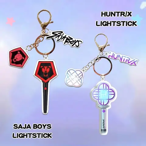 KPOP Demon Hunters Huntrix Saja Boys Idol Group Acrylic Keychains Zoey Mira Romance Baby Light Stick Korean Keyring Fans Gift