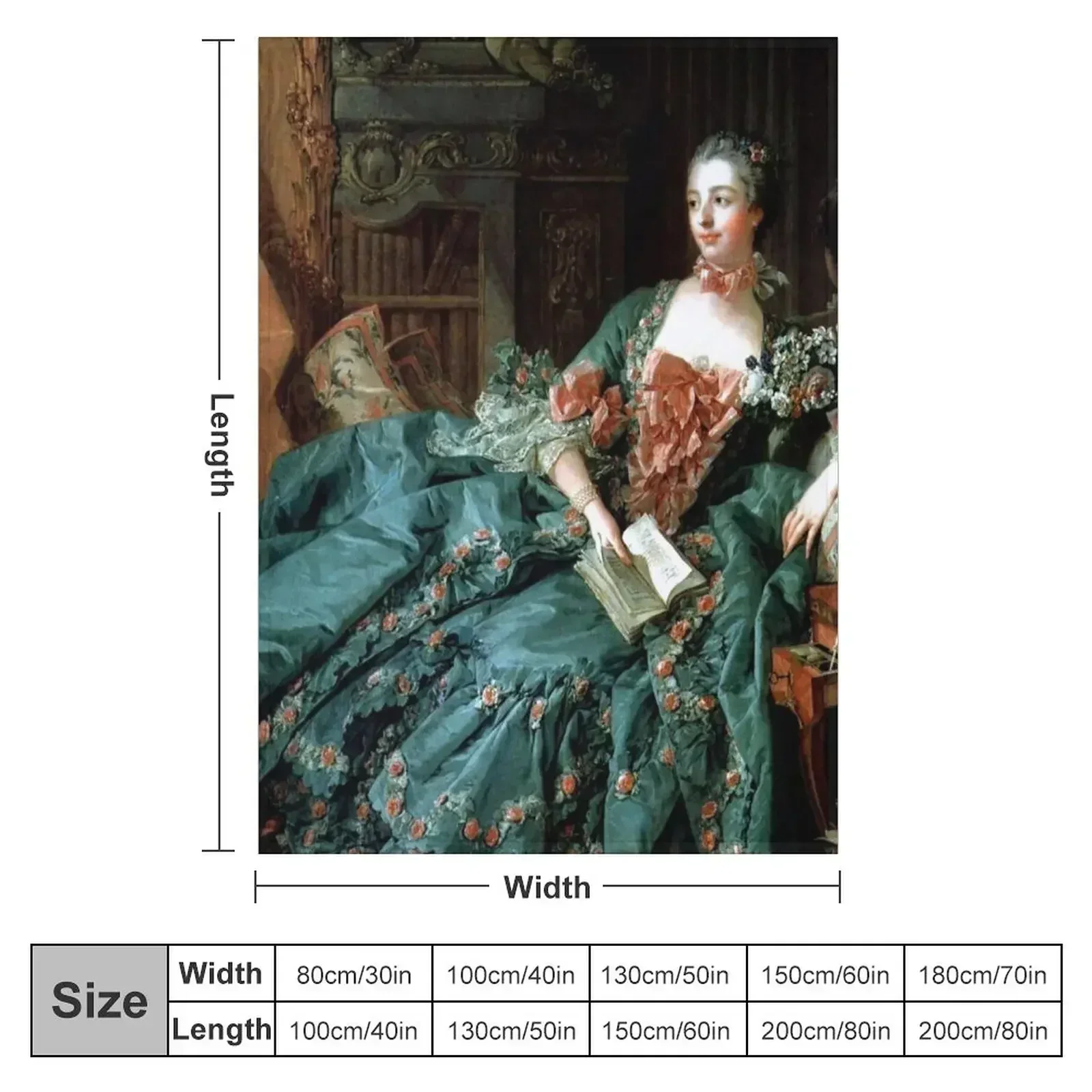 Madame de Pompadour, by Boucher, Francois Throw Blanket couch cozy soft plush fuzzy picnic outdoor blanket