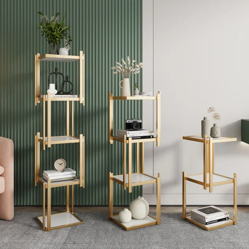 Office wrought iron floor display multi-layer creative small bookshelf living room decoration simple modern baffle shelf