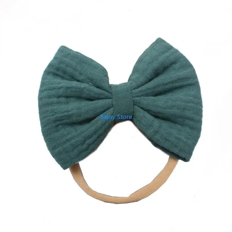 

63HE Baby Girls Elastic Bows Headband Soft Cotton Fashion Princess Bowknot Hair Band Newborn Toddler Kids Headwear Hair