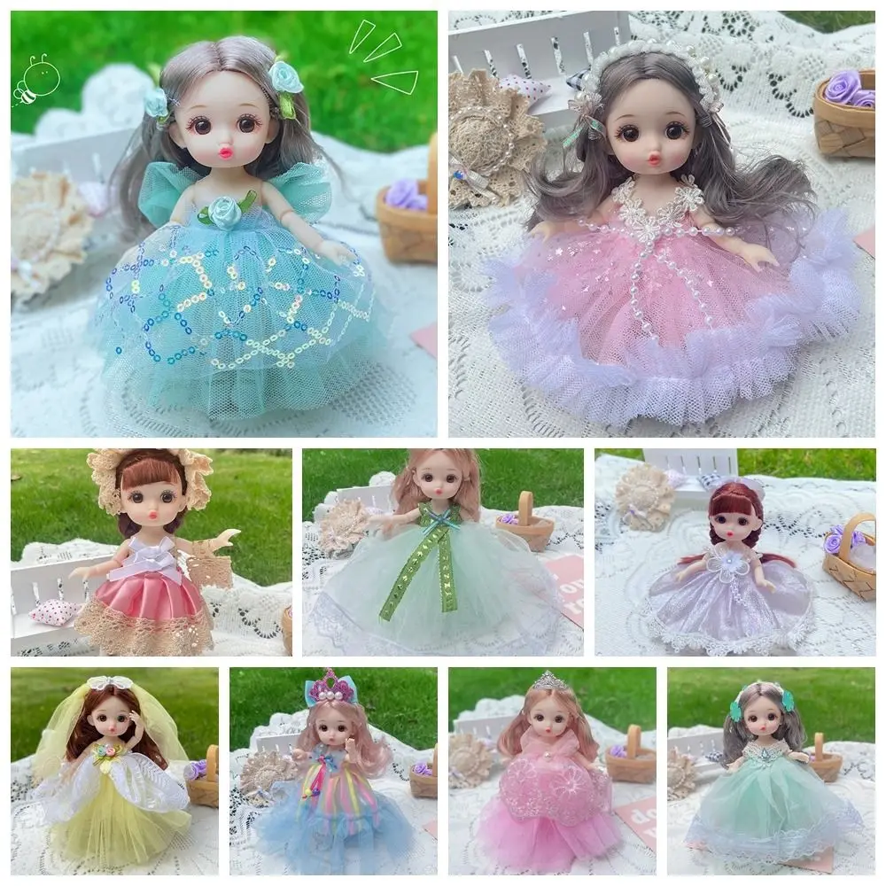 16 см, кукла принцессы BJD с большими глазами, подвижная корейская кукла для макияжа, 16 см, кукла Bjd, милые густые волосы, 13 подвижных суставов, мини-игрушка для девочек