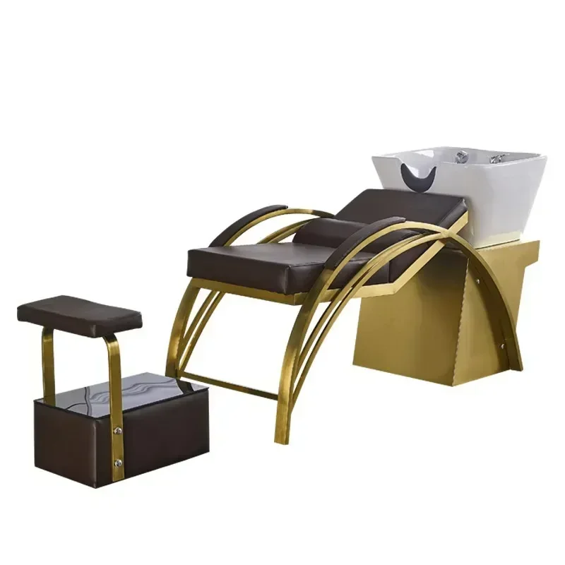 

Bestselling Luxury modern stainless steel shampoo ceramic basin beauty and hair treatment water therapy