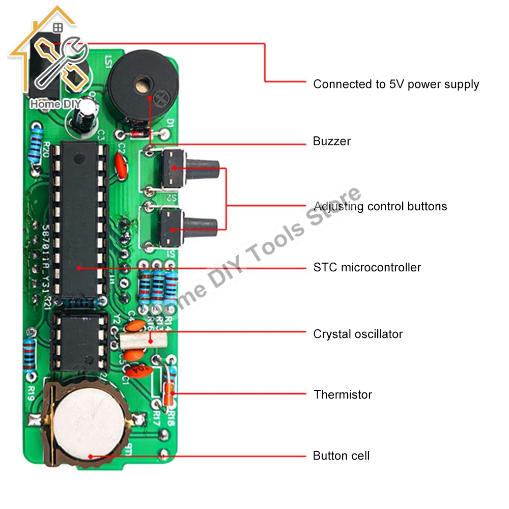 Elettronico Clock Kit 51 Single-Chip Microcomputer Temperatura Controllata Luce Data Display LED Elettronico Clock Manufacturing