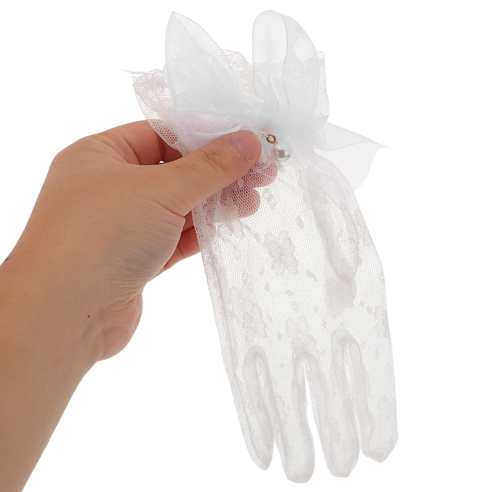 

2Pcs Elegant Lace Gloves for Women White Vintage Lolita Style Finger-Separated Comfortable Formal Wear Gloves for Wedding Tea