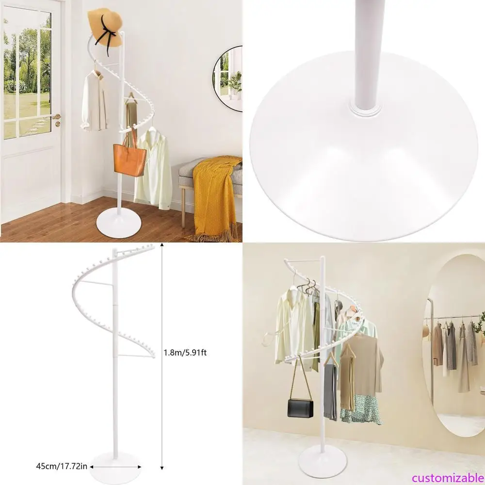 

Heavy-Duty Metal 360-Degree Rotating Spiral Clothing Rack with Divider Hooks for Retail Display