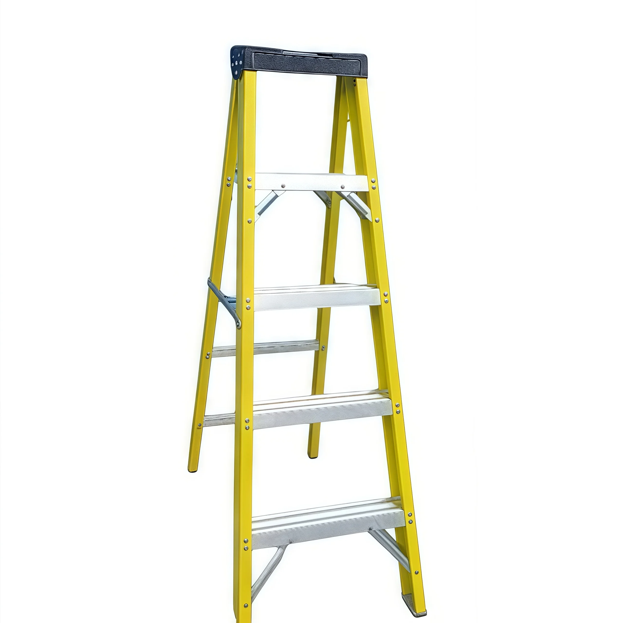 Insulated Double Sided Fiberglass Step Ladder Two Way Access for Electricians Heavy Duty Industrial Work Platform Tool