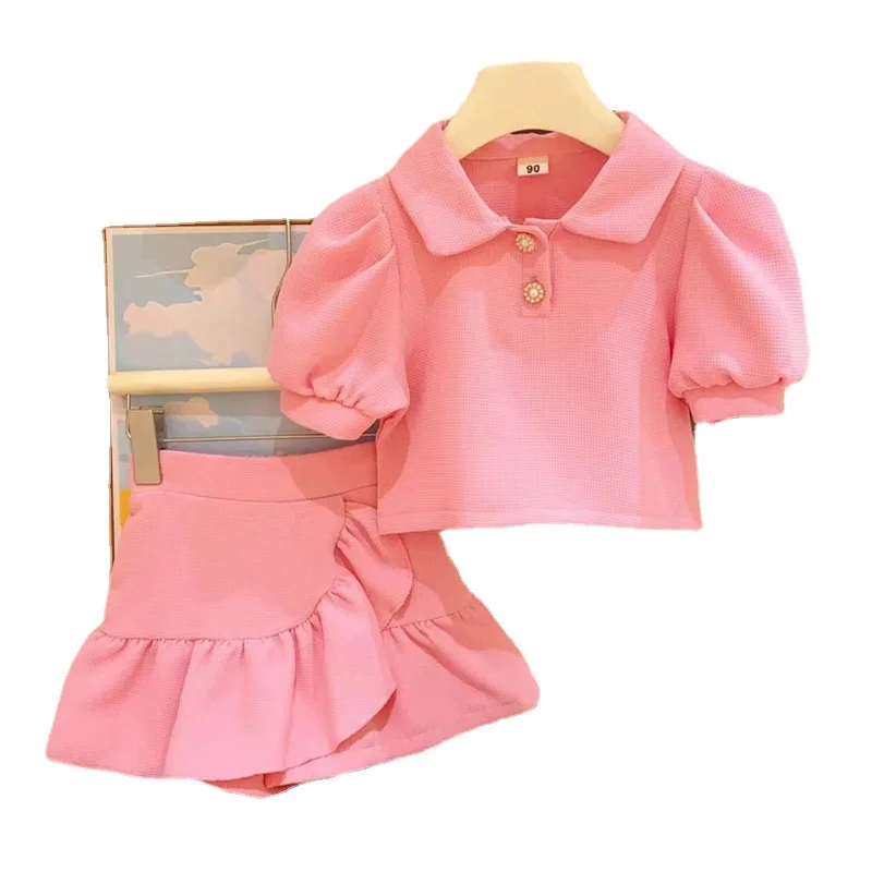 Girls Clothes Sets Summer Short Sleeve Shirt+Shorts Fashion Korean Children Clothing Two Piece Set Kids Casual Outfits 2-7Yrs