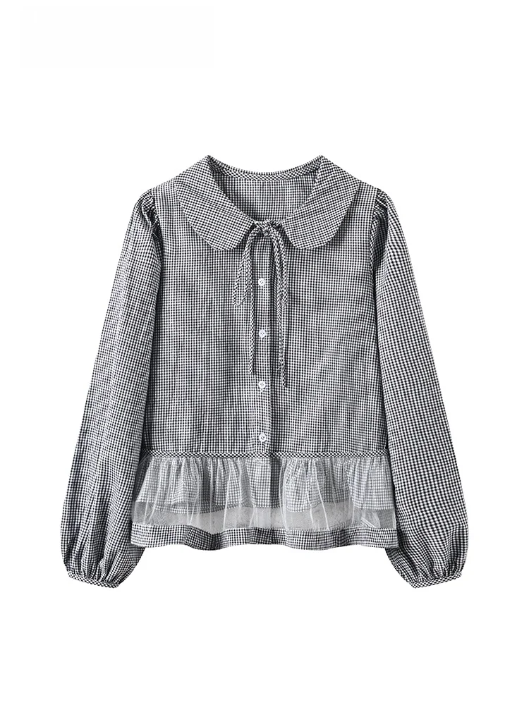 

Модная женская рубашка большого размера с воротником-стойкой и длинным рукавом, новинка весенней коллекции, повседневная, свободного кроя, из дышащего полиэфирного волокна