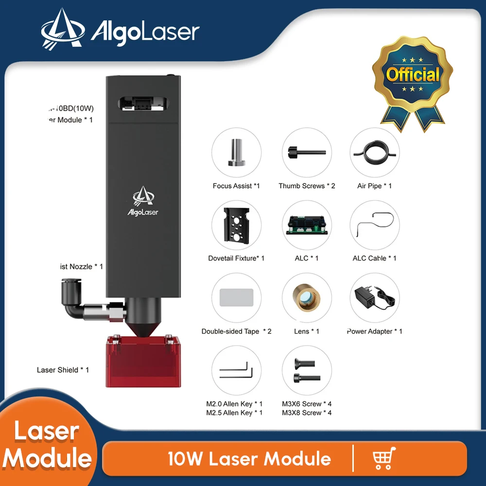 Laser Module ALM-10BD with Air Assist 10W Optical Output Power 450nm Blue Laser Head TTL/PWM for CNC Laser Cutting Machine Tools