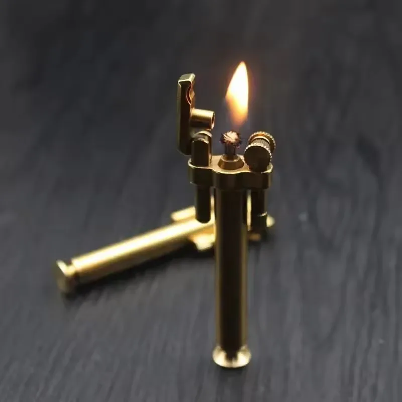 High Quality Torch Small Portable Vintage Automatic Machinery Creative Brass Trench Lighter Funny Unusual Gift Men's Play Gadget