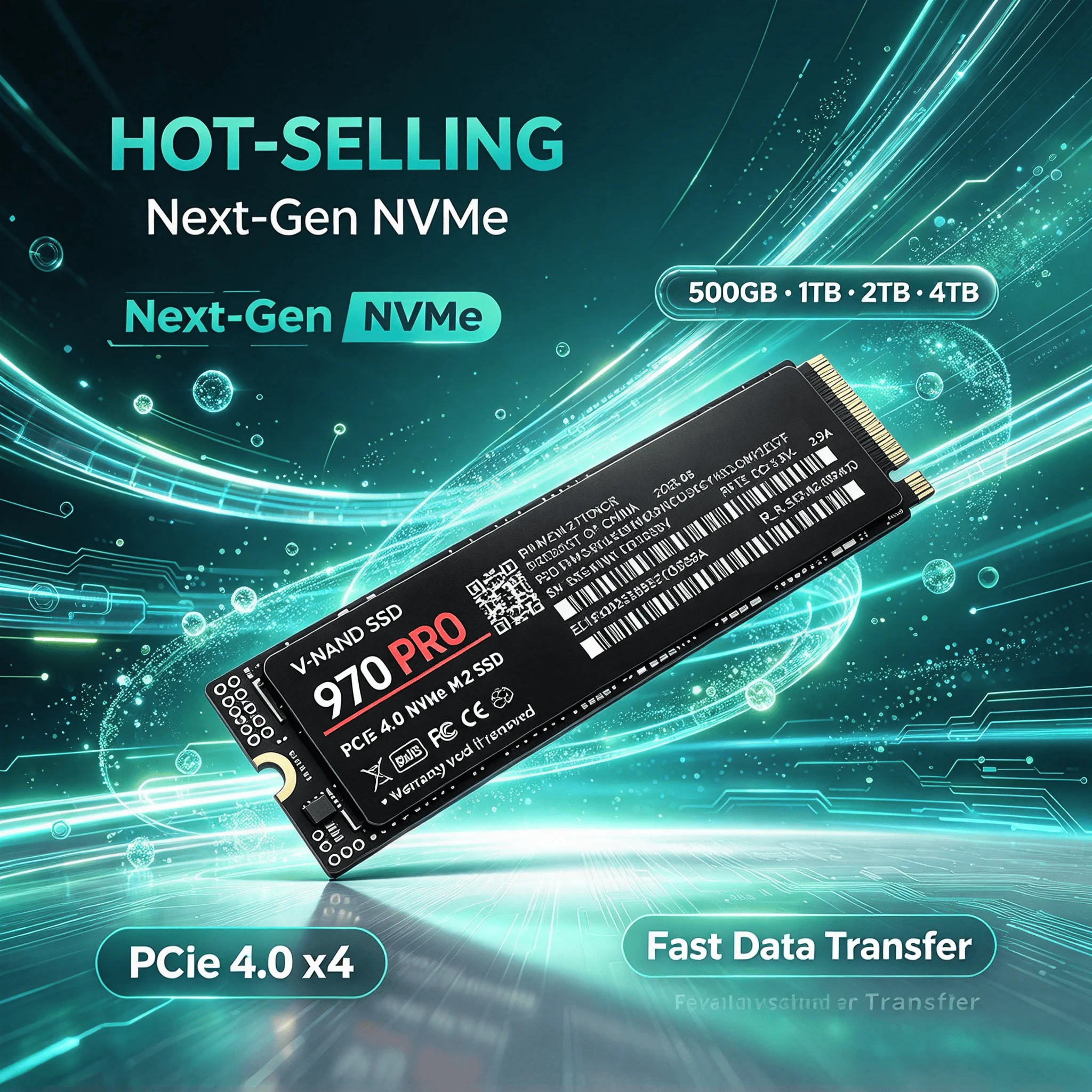 SSD M.2 NVMe 970 PRO PCIe 4.0x4 de 500GB 1TB 2TB 4TB 7300MB/s, carrega jogos em segundos, para PS5, laptop e desktop