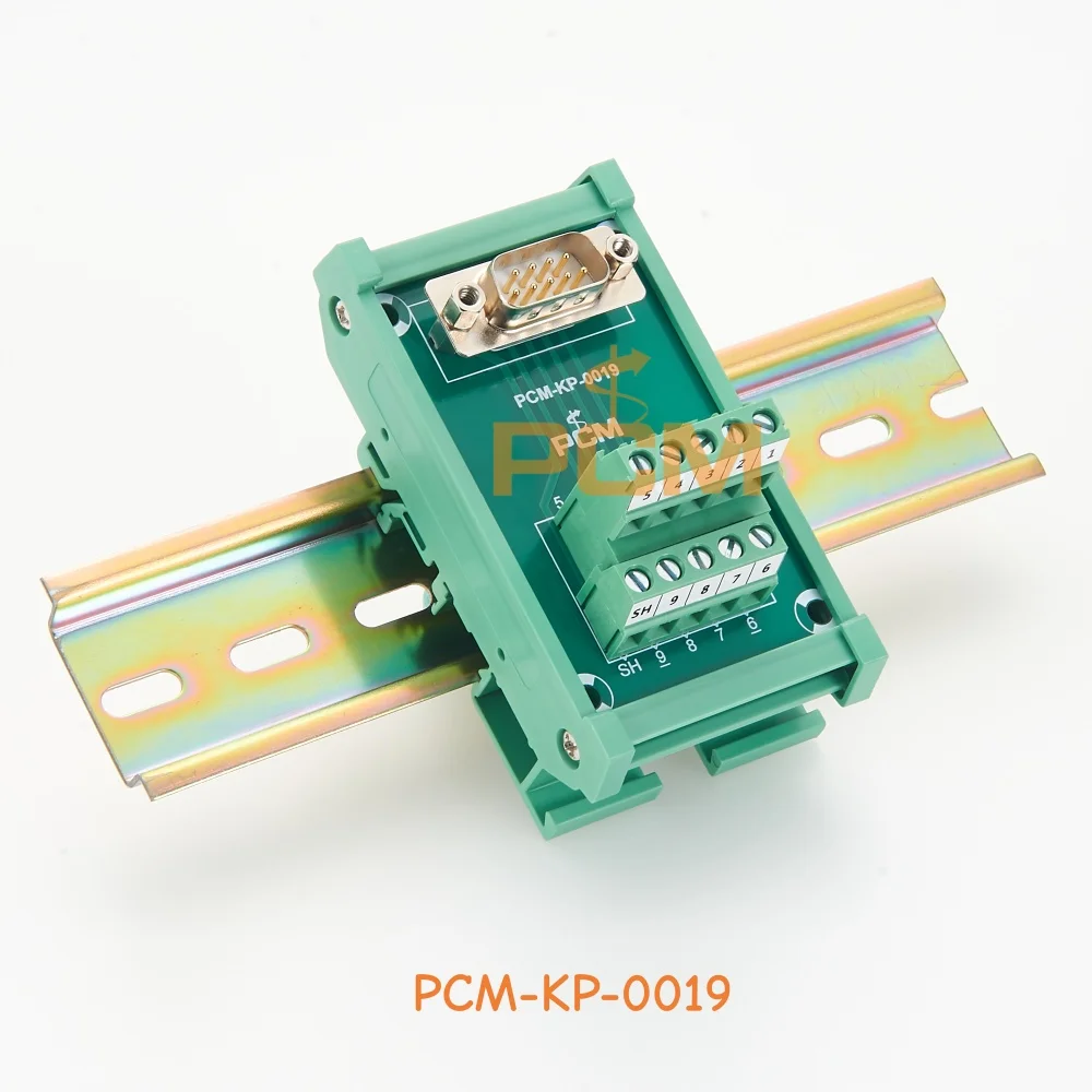 DIN Rail DB9 9 Pin Male D Sub to Terminal Block Adapter Breakout Module for PLC Cabinet Industrial Wiring Applications