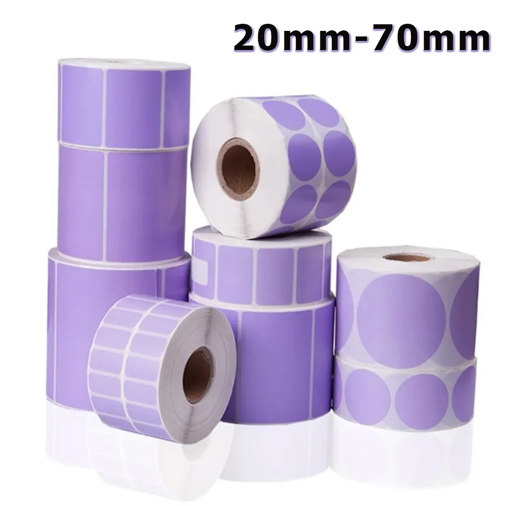 Purple color direct thermal label adhesive labels Round & Square  Sticker for Bar Code SKU Label Price Tag