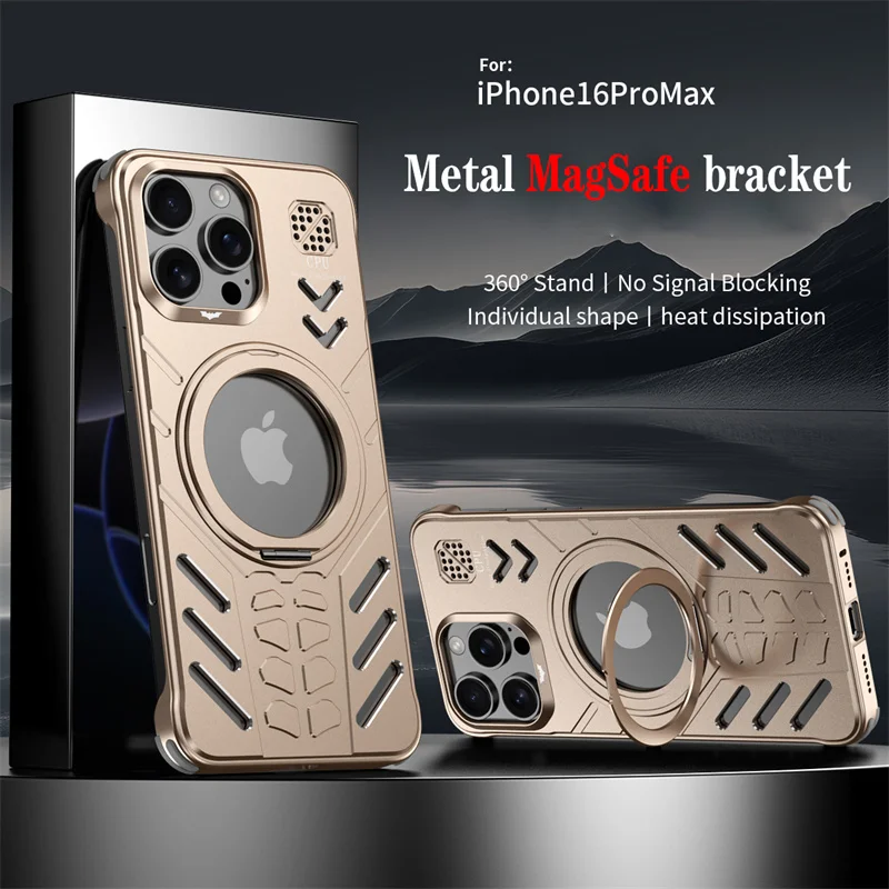 

Metal MagSafe Magnetic Heat Dissipation Phone Case For iPhone 15 16 Pro Max 16 Pro Shockproof Aluminum Alloy Bracket Cover