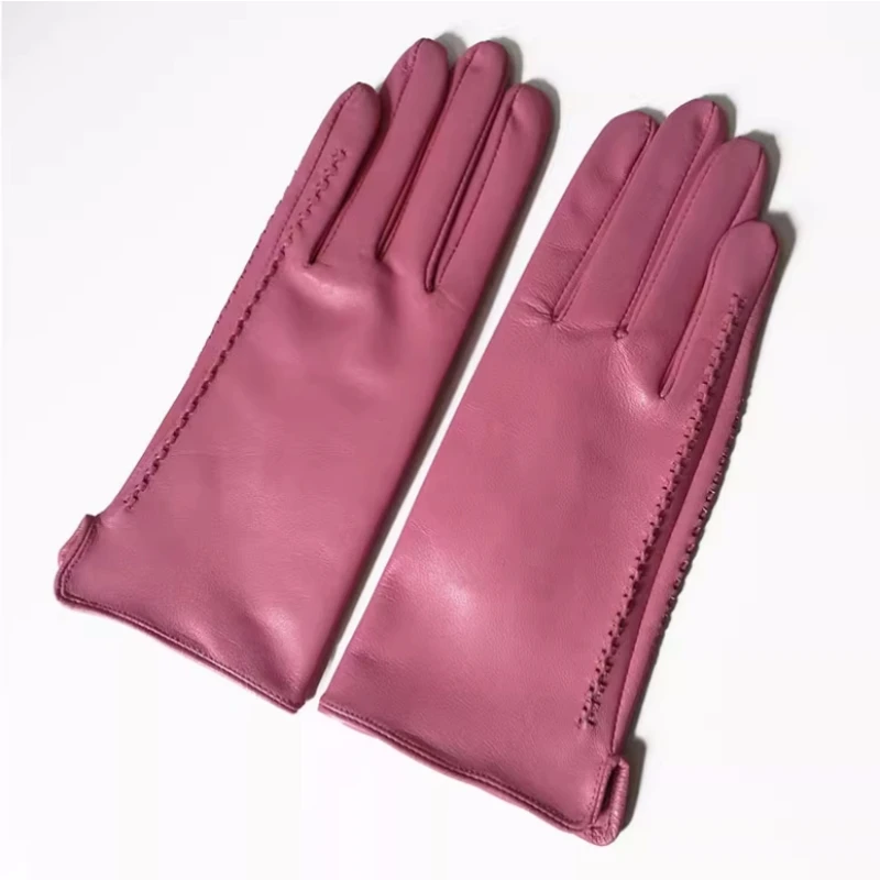 

High-quality Trendy Fashion Women's Sheepskin Gloves in Winter Simple and Versatile Warm Fleece Outdoor Leather Gloves