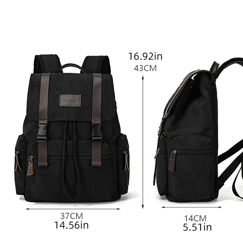 حقيبة ظهر ريترو للرجال مقاس 16 بوصة للكمبيوتر المحمول، حقيبة ظهر ذات سعة كبيرة للتنقل، حقيبة كتف مزدوجة، حقيبة مدرسية للمراهقين الجامعيين