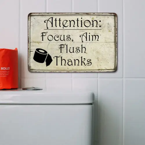 Attention: Focus, Aim Flush… Funny Bathroom Gift  Metal Sign 108120061009