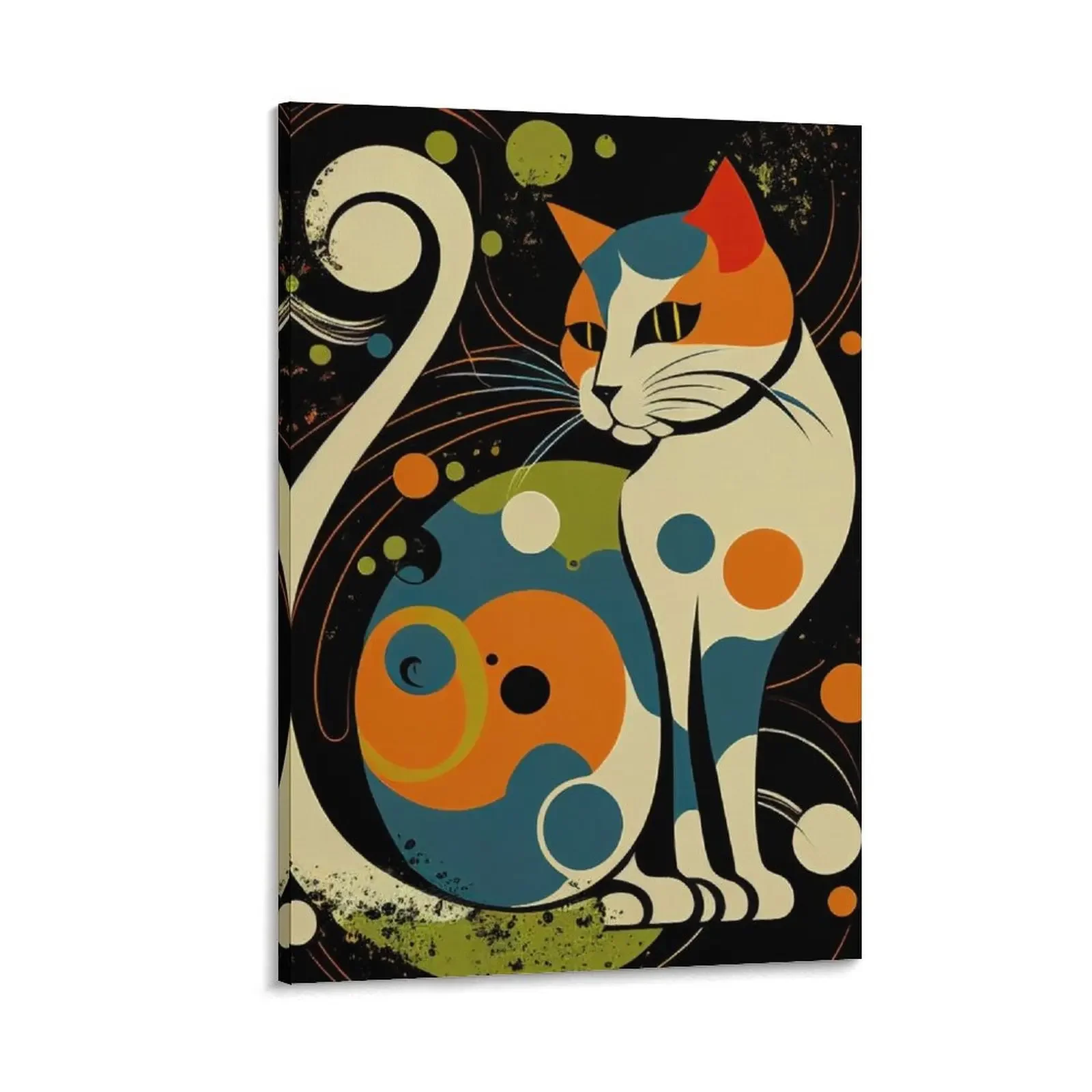 

Mid Century Calico Cat Abstract Art Print Painting Wall Decor Canvas Painting decor art nordic home decor